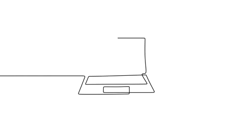 Graph growth indicators on laptop screen in one continuous line hand drawn art Stock Footage 227525893