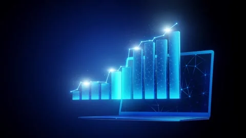 Graph growth up with laptop. Stock-Footage 262141279