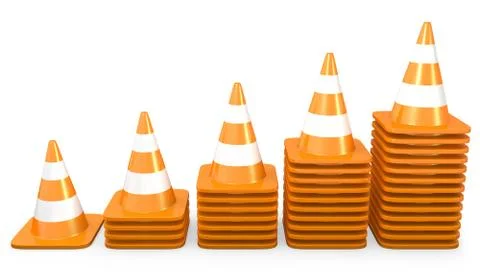 Graph of growth made of traffic cones Stock Illustration