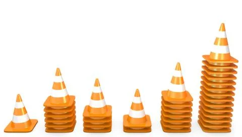 Graph of growth made of traffic cones Stock Illustration