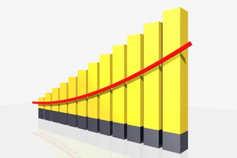 Graph of the growth of the value of gold Stock Illustration