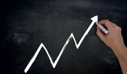 Graph is hand painted on blackboard Stock Photos