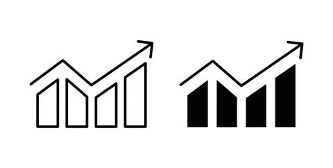 Graph icon in black and white. vector icon pack for websites Stock Illustration