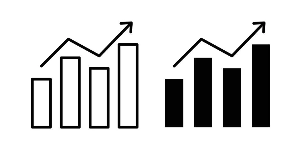 Graph icon black vector isolated on white Stock Illustration