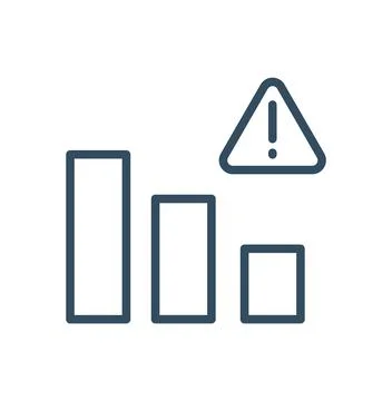 Graph icon with exclamation mark. Graph icon and alert, error, alarm, danger  Stock Illustration