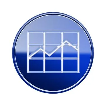 Graph icon glossy blue, isolated on white background. Stock Illustration