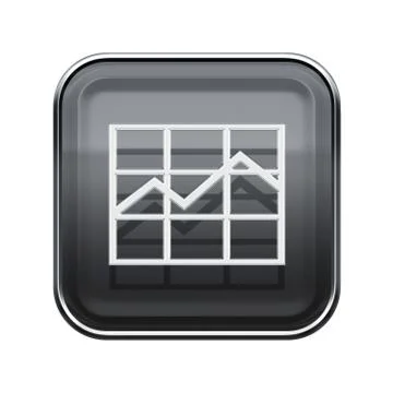 Graph icon glossy grey, isolated on white background. Иллюстрация