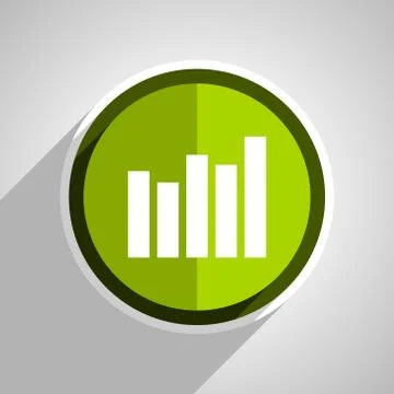 Graph icon, green circle flat design internet button, web and mobile app illu Stock Illustration