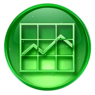 Graph icon green, isolated on white background. Stockillustratie