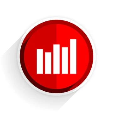 Graph icon, red circle flat design internet button, web and mobile app illust Illustrazione stock