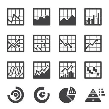 Graph icon set Stock Illustration