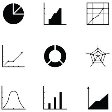 Graph icon set Stock Illustration