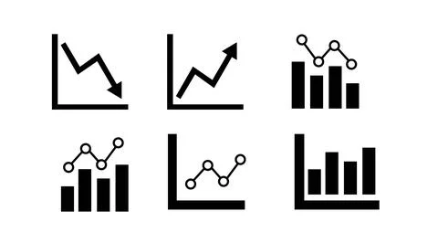 Graph Icon Set. Stock Illustration
