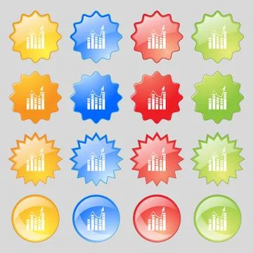 Graph icon sign. Big set of 16 colorful modern buttons for your design. Vecto Stock Illustration