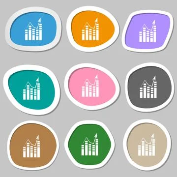 Graph icon sign. Multicolored paper stickers. Vector Illustrazione stock