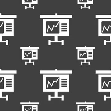Graph icon sign. Seamless pattern on a gray background. Vector Stock Illustration