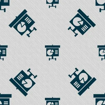 Graph icon sign. Seamless pattern with geometric texture. Vector Illustrazione stock