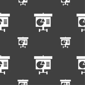 Graph icon sign. Seamless pattern on a gray background. Vector イラスト素材