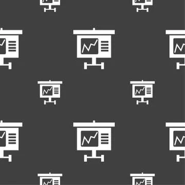Graph icon sign. Seamless pattern on a gray background. Vector Illustrazione stock