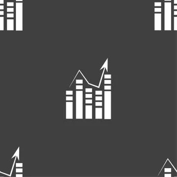 Graph icon sign. Seamless pattern on a gray background. Vector Illustrazione stock
