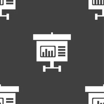 Graph icon sign. Seamless pattern on a gray background. Vector Illustrazione stock