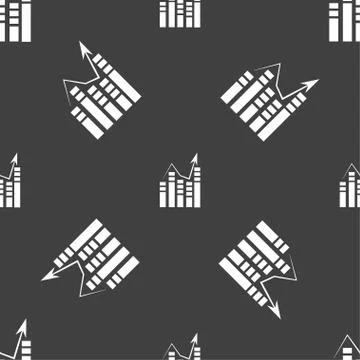 Graph icon sign. Seamless pattern on a gray background. Vector Stock Illustration