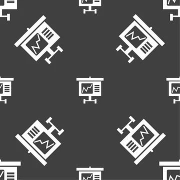 Graph icon sign. Seamless pattern on a gray background. Vector 스톡 일러스트