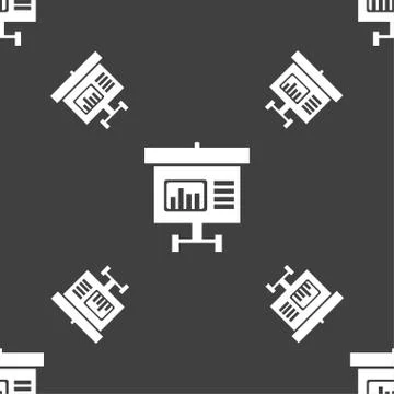 Graph icon sign. Seamless pattern on a gray background. Vector Illustrazione stock