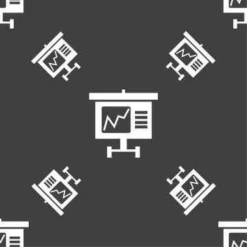 Graph icon sign. Seamless pattern on a gray background. Vector イラスト素材