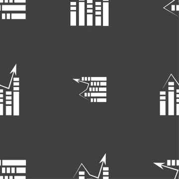 Graph icon sign. Seamless pattern on a gray background. Vector Stock Illustration