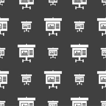 Graph icon sign. Seamless pattern on a gray background. Vector Illustrazione stock
