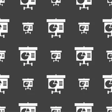Graph icon sign. Seamless pattern on a gray background. Vector Ilustración de archivo