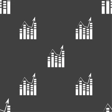 Graph icon sign. Seamless pattern on a gray background. Vector イラスト素材