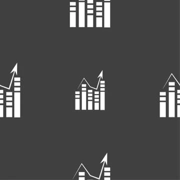 Graph icon sign. Seamless pattern on a gray background. Vector Illustrazione stock