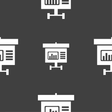 Graph icon sign. Seamless pattern on a gray background. Vector Illustrazione stock