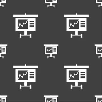Graph icon sign. Seamless pattern on a gray background. Vector Illustrazione stock