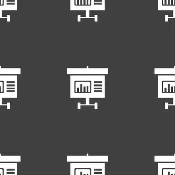 Graph icon sign. Seamless pattern on a gray background. Vector イラスト素材