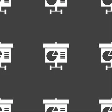 Graph icon sign. Seamless pattern on a gray background. Vector Illustrazione stock