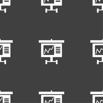 Graph icon sign. Seamless pattern on a gray background. Vector Illustrazione stock