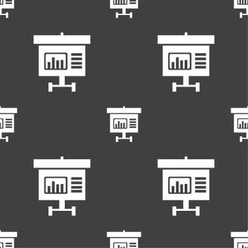 Graph icon sign. Seamless pattern on a gray background. Illustrazione stock