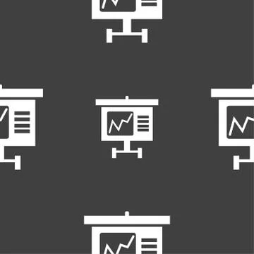 Graph icon sign. Seamless pattern on a gray background. Illustrazione stock