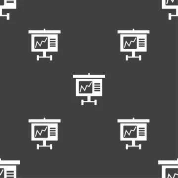Graph icon sign. Seamless pattern on a gray background. Ilustración de archivo