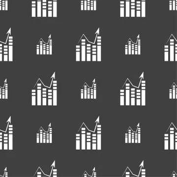 Graph icon sign. Seamless pattern on a gray background. Stock Illustration