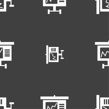 Graph icon sign. Seamless pattern on a gray background. Stock Illustration