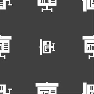 Graph icon sign. Seamless pattern on a gray background. イラスト素材
