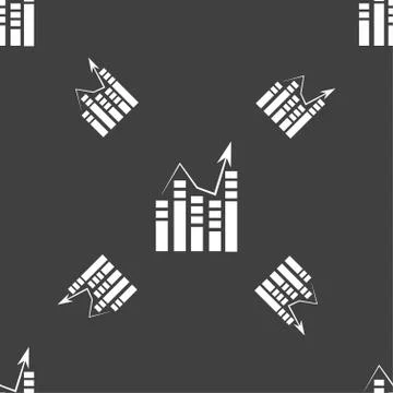 Graph icon sign. Seamless pattern on a gray background. Illustrazione stock