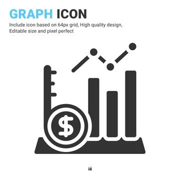 Graph icon vector with glyph style isolated on white background 스톡 일러스트