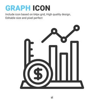 Graph icon vector with outline style isolated on white background 스톡 일러스트