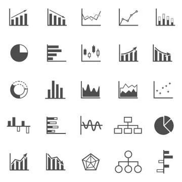 Graph icons on white background Stock Illustration
