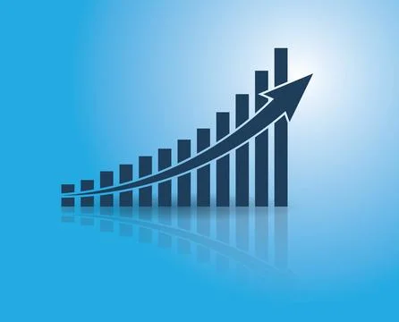 Graph with increase and growth report. Diagram with rise and gain progress... イラスト素材